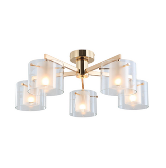 Apakah Gold Dual Glasses 5-Lights Flush Mount Langit Lampu Langit-langit?