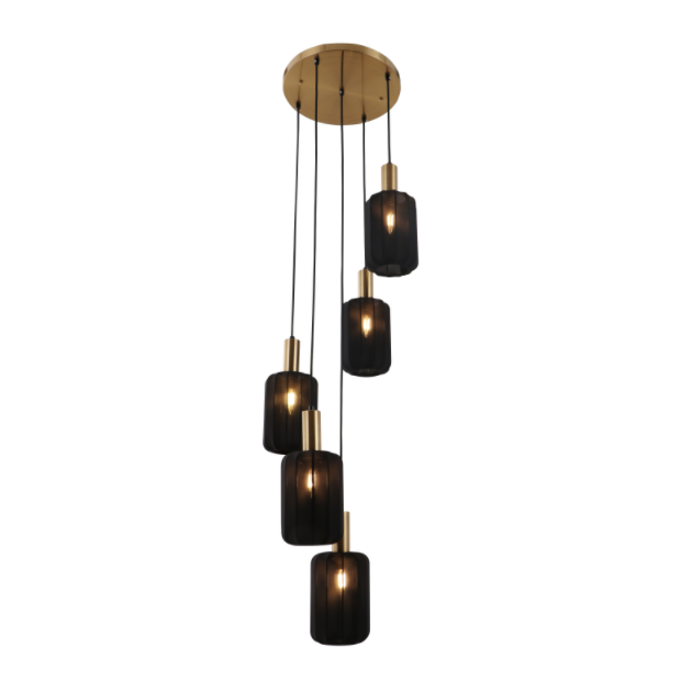 Lampu liontin tembaga 5-cahaya