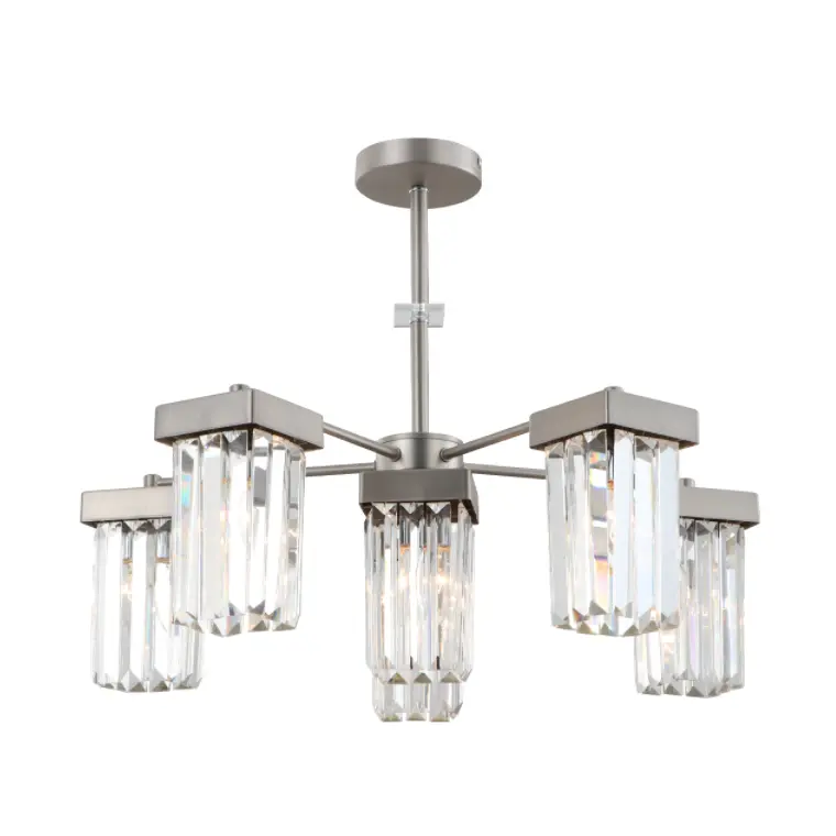 6-cahaya nikel modern K9 Crystal Langit-langit Chandelier