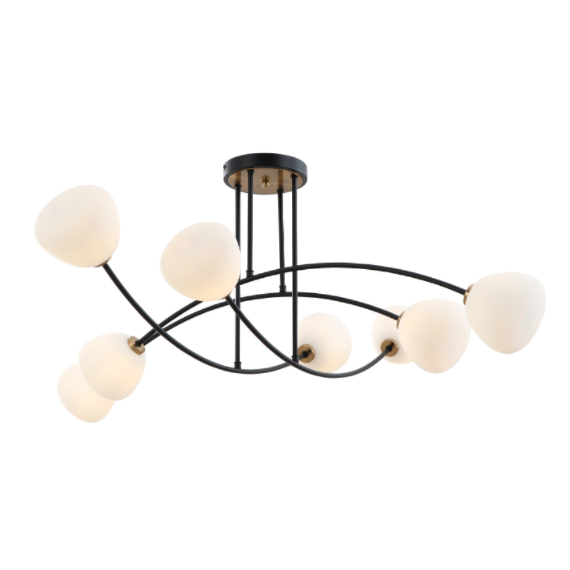 Hitam 8-glass flush mount langit-langit lampu