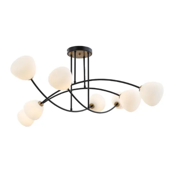 Hitam 8-glass flush mount langit-langit lampu