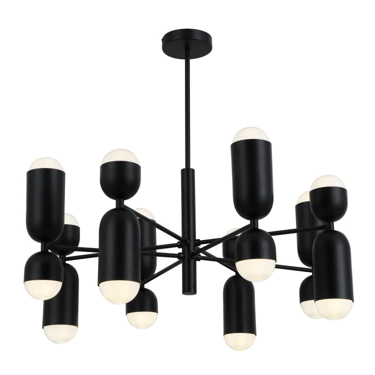 Lengan logam hitam 16-Bulbs lampu liontin
