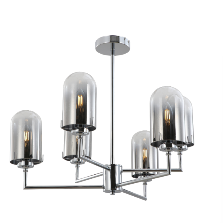 Lampu gantung kubah kubah berasap krom