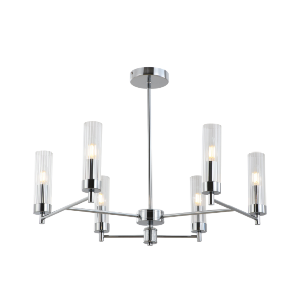 Lampu langit-langit tabung kaca berlapis krom