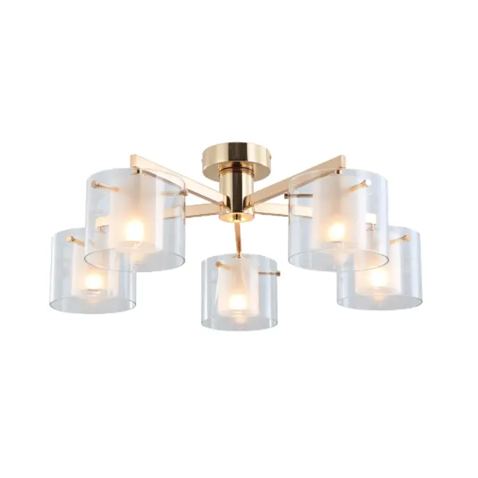 Gold Dual Glasses Lampu Langit-Langit Langit-Langit Gold Dual