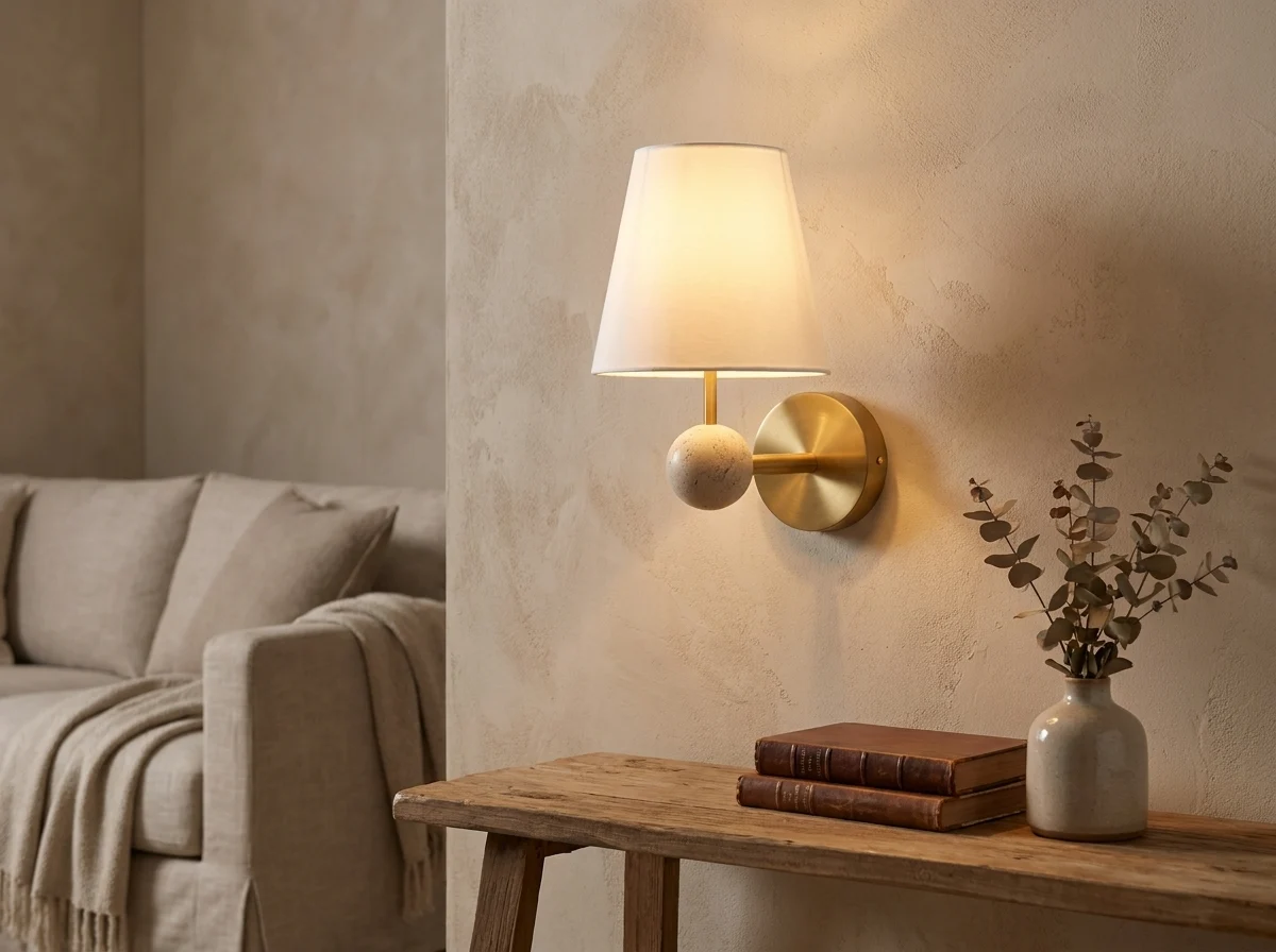 Luxury travertine hotel bedroom wall lamp E14 40W by China lighting manufacturer