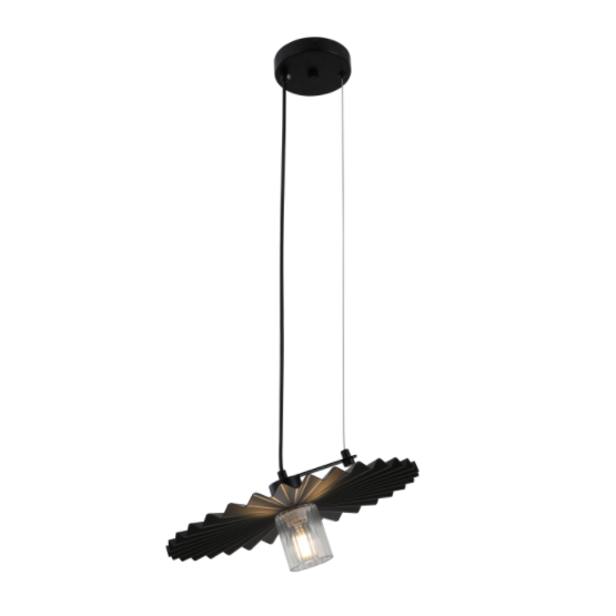 Lampu liontin hitam minimalis dengan naungan lipit