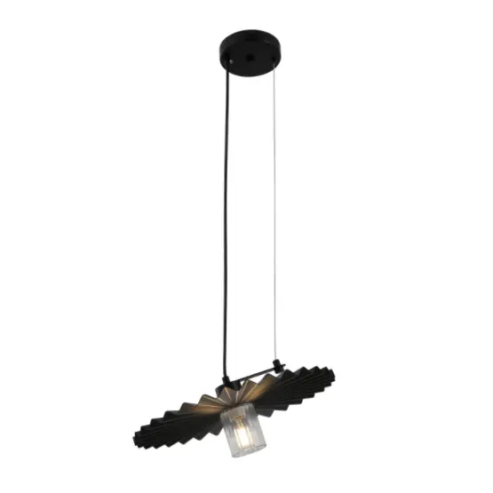Lampu liontin hitam minimalis dengan naungan lipit