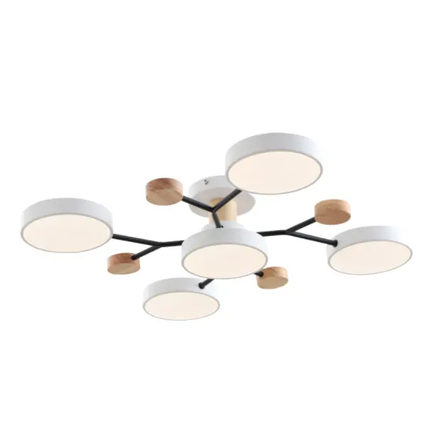 Lampu langit -langit LED modern dengan aksen kayu