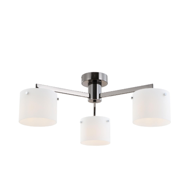 Lampu langit-langit kaca putih hitam tiga lampu