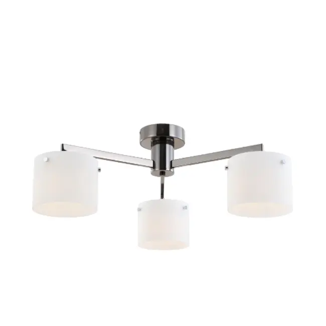 Lampu langit-langit kaca putih hitam tiga lampu