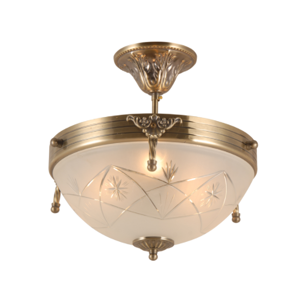 Chandelier tembaga kaca die-cast vintage