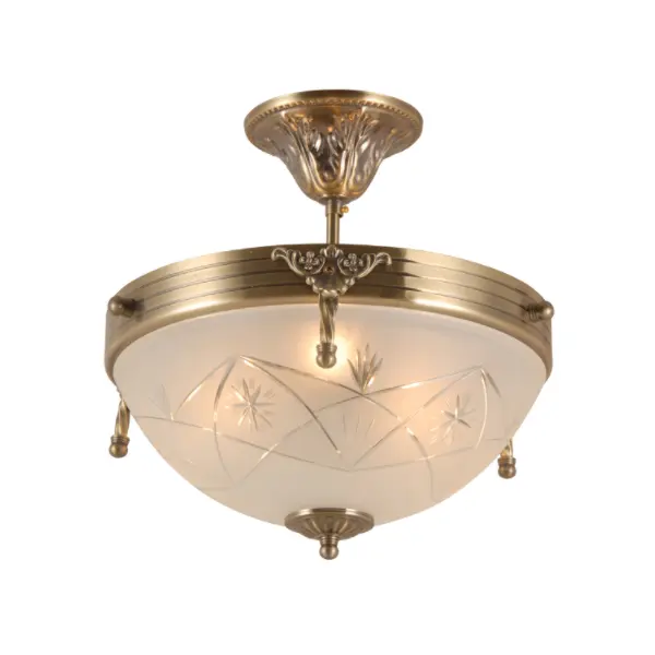 Chandelier tembaga kaca die-cast vintage