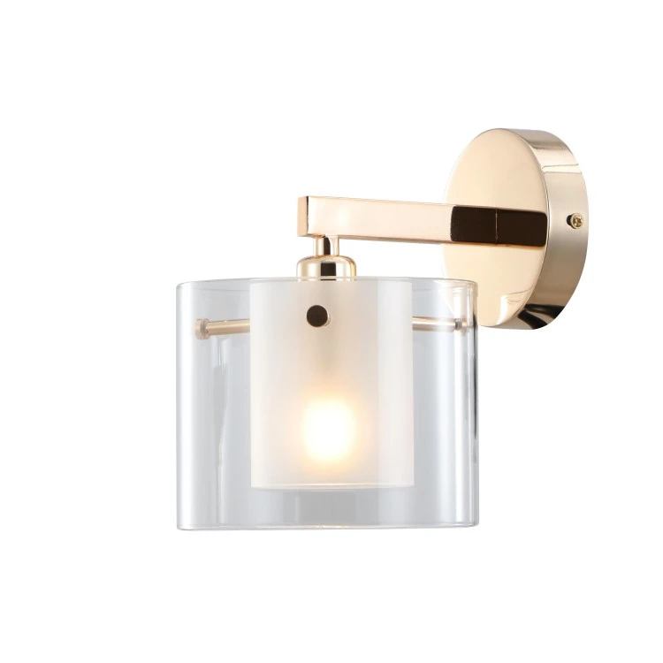 Lampu dinding kaca ganda emas vintage